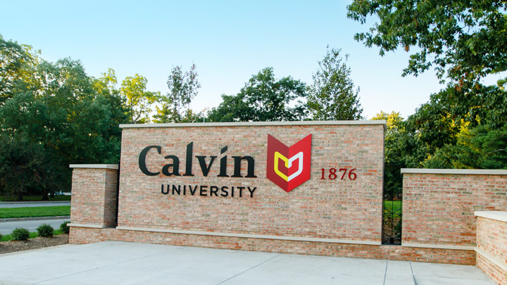 Calvin University entrance sign